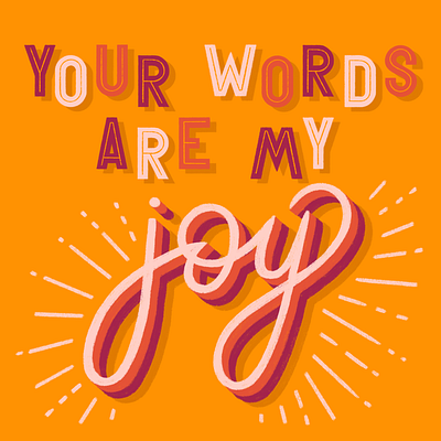 Jeremiah 15:16 hand lettering happy inline joy lettering sunshine type typography