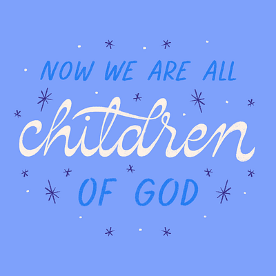 John 3:2 blue children cursive hand lettering lettering stars typography