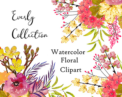 Everly Collecton design illustration instant download png printables watercolor watercolor florals watercolor flower watercolor flowers watercolor illustration wedding design