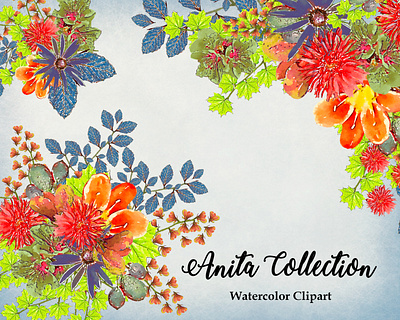 Anita Collecton design illustration instant download png printables watercolor watercolor florals watercolor flower watercolor flowers watercolor illustration wedding design