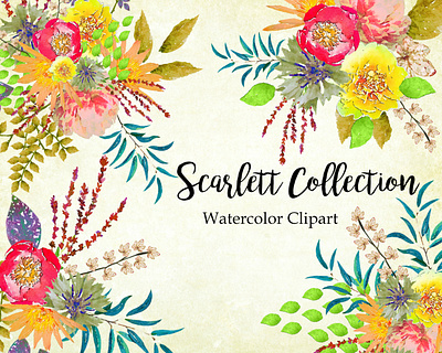 Scarlett Collection design illustration instant download png printables watercolor watercolor florals watercolor flower watercolor flowers watercolor illustration wedding design