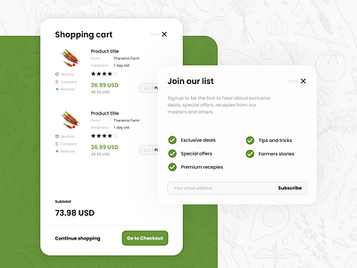 Fresh eCommerce Layout - Modals checkout ecommerce ecommerce business ecommerce design ecommerce shop figma modal design modals shopping cart ui ui design uidesign uiux ux