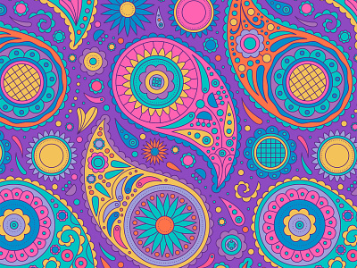 Colorful paisley pattern adobe illustrator adobe xd color colorful design flat flat design flat illustration illustration paisley pattern pattern design seamless pattern vector vibrant colors