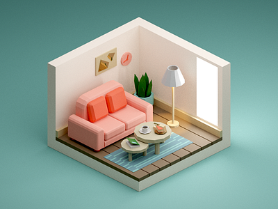 Small Lounge 3d blender illustration isometric lounge low poly miniature