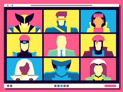 Remote Team Meeting 90s illustration limited palette marvel remote xmen zoom