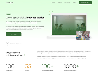 Website for Design and Developemnt Agency TECH Lead agency clean design header header design headers homepage sketch ui uidesign uiux user experience ux uxdesign uxdesigns