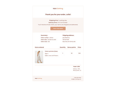 DailyUI 017 Email receipt clothing dailyui dailyui017 dailyuichallenge email design email receipt receipt