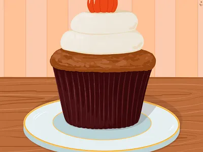 An autumn cupcake art artwork autum cake cupcake design illustration illustrator pumpkin sweet