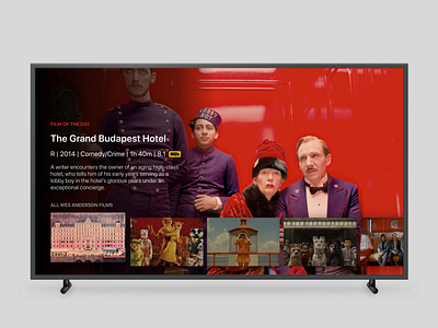 Day 25 TV App android tv branding dailyui day 25 design film app illustration movie app samsung frame tv app ui ux vector wes anderson