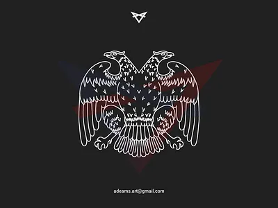 Double Head Eagle badge design blackandwhite branding eagle illustration line art lineart logo monoline symbol tshirt design vector