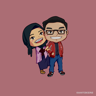 Couple Chibi Drawing Illustration 2d 2d art anime cartoon character chibi design digital design digital illustration digitalart illustration