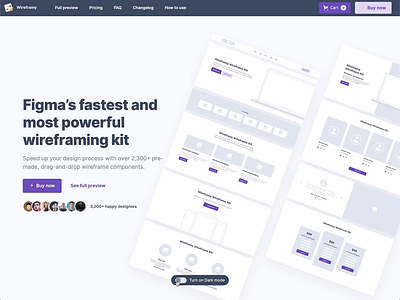 Wireframy 3.0 Dark Mode Switcher design system figma ui webflow wireframe wireframe kit wireframy