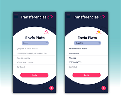 Enviar dinero app design ui