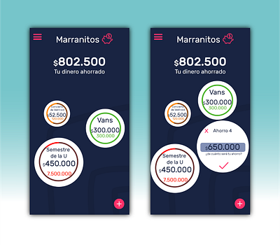 Alcancías personales app design ui