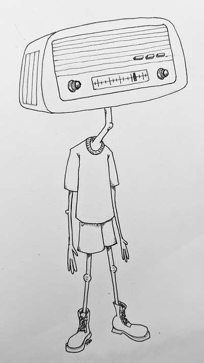 Inktober: radio(head) black cartoon ink inktober inktober2020 radio white