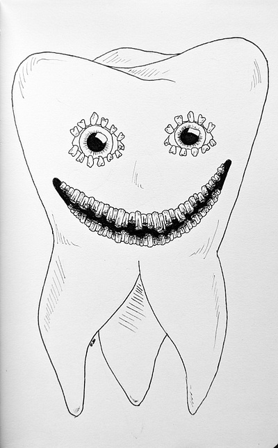 Inktober: teeth black ink inktober inktober2020 monster nightmare nightmarefuel scary teeth white