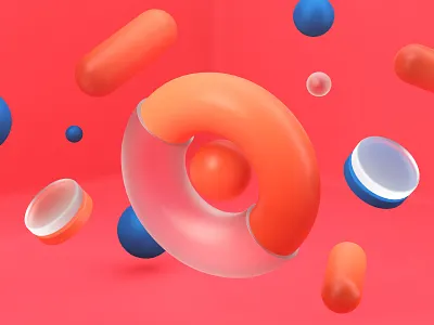 Сomposition of geometric shapes | KC™ 3d abstract geometric illustration shape сomposition