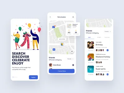 Party Search event location map map design mobile app mobile design mobile ui navigation party ui