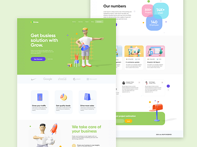 Business Landing Page Design - DailyUI Challenge 003 app design illustration minimal type typography ui ux vector web website