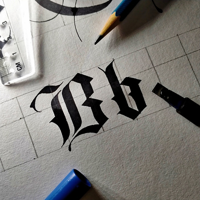 Customized Textualis Quadrata letter "B" branding calligraphy calligraphy and lettering artist calligraphy artist calligraphy font calligraphy logo handwrittenfont illustration logo tattoo design typography ui