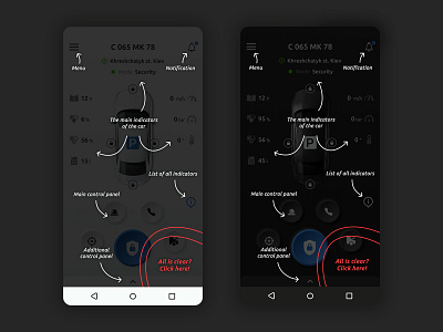 Car security system APP. Tutorial aplication app arrow auto car instruction interface mobile ui ux
