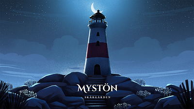 Mystön - Night 2d art archipelago art concept art illustration island lighthouse mystic night