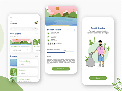 Climate Change App app cleanup green interface mobile app mobile apps ui ui design uiux ux uxdesign