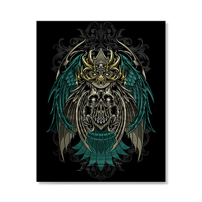 skulled and owl art artwork culture design drawing graphic art illustration illustrator masked owl
