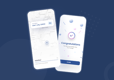 Delivery App - with Navigation Map app app design congratulation delivery design dribbble ios map maps navigation product design router search travel ui uidesign uiux user interface ux uxdesign