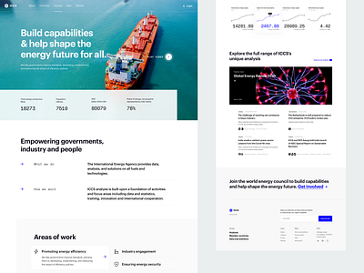 ICCS - Intergovernmental organisation website clean company concept energy experiment exploration formal fuel government intergovernmental minimal organisation ui website