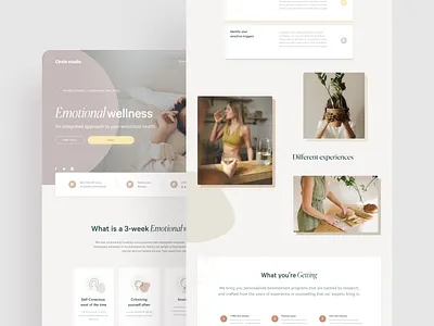 Circle studio - wellness courses courses design digital education educational minimal natural online software ui warm web wellbeing wellness wellness center woman yoga