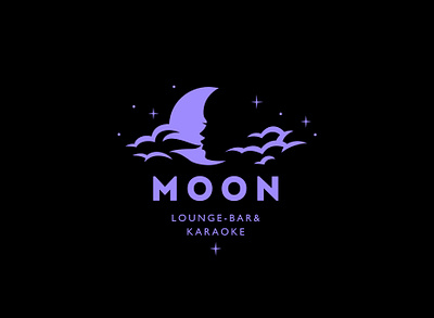 Moon bar cloud design hookah logo moon restaurant sky smoke stars woman