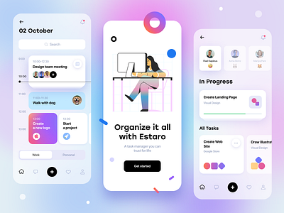 Task Management app button calendar color design gradient illustration mobile mobile app mobile design task task management tasks trends ui ux