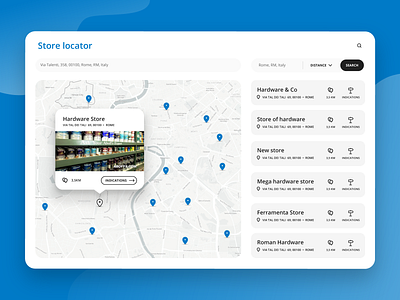 Web Store Locator - #DailyUI app blue ecommerce flat interface map store design store locator ui web webdesign website