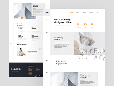 Eureka-Architecture Landing Page architecture design clean ui landing page minimalist rebound rebounds ui uidesign uiux uiuxdesign ux web website