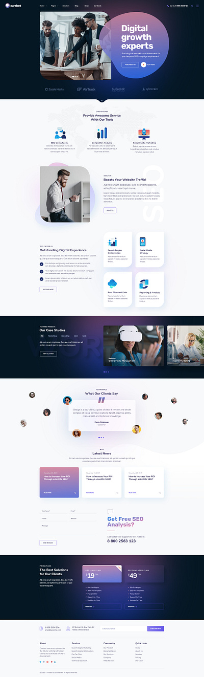 Ewebot - SEO Digital Marketing Agency agency agency website business consulting corporate landing seo seo agency smm ui webdesign website wordpress