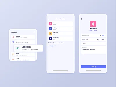 Sukar Diabetes Medication Log android app app diabetes diabetic form ios ios app ios design medical app medication mobile app pills