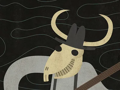 Lost souls on Black River (detail) animal skull character dead death digital illustration illustrator musician skull texture vector