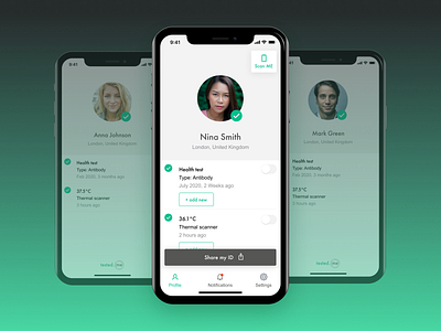 tested.me mobile app account app applicaiton design health app profile ui user profile ux
