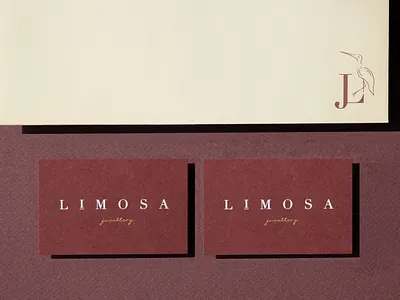 Limosa Brand Identity bird icon bird illustration bird logo branding branding identity burgundy gold foil illustration jewellery brand jewellery logo limosa logotype minimalistic simplicity typography visual identification visual identity
