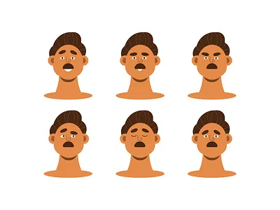 Character Experiments angry character character design design dribbble dribbble shot dribbblers excited expressions eyes guy hairstyle illustration mustache relax sad skin smile thinking vector