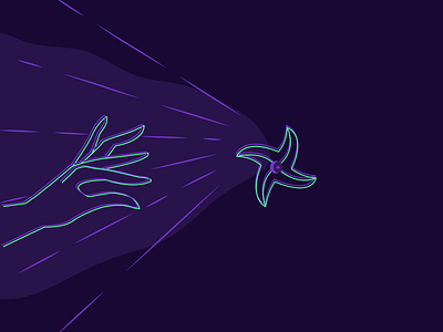 Throw // Vectober 2020 // 09 adobe illustrator hand illustration inktober inktober2020 neon ninja ninja star purple and green throw vector