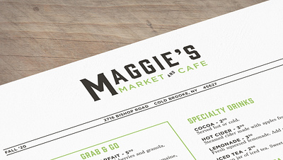 Maggie's Market and Cafe branding color palette farmers market menu design restaurant branding