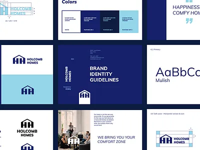 Holcomb Homes logo & brand identity behance blue brand branding design dribbble logo logotype real estate realestate visual identity