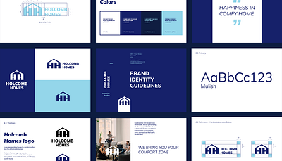Holcomb Homes logo & brand identity behance blue brand branding design dribbble logo logotype real estate realestate visual identity