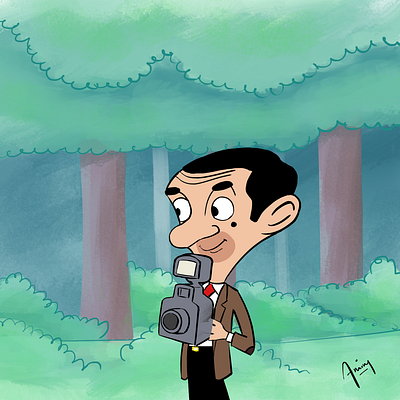 MR BEAN WITH CAM 2d 2d art animation art cartoon cartoons hand drawn handdrawn illustration krita