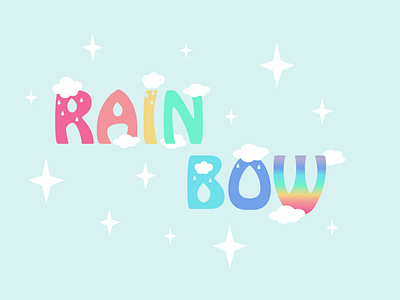 Rainbow clouds design flat illustration letters rainbow vector