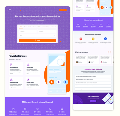 LookPerson - Background Report Checking Web App landing page design search functionality search people website search website ui ui ux design web app web application design web design website design website ui ux