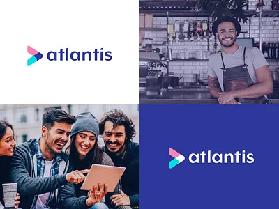 Identity Application for Atlantis bank banking banking app brand brand design brand identity branding branding and identity finance identity identity application identity design logo logodesign minimal modern mountainstudio startup