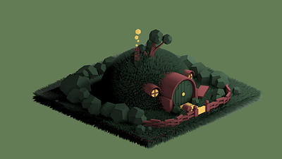 Bag End, The Shire 3d 3d art cinema4d hobbits isometric isometric art jrrtolkien lowpoly